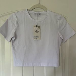 Zara Cropped White T-Shirt
